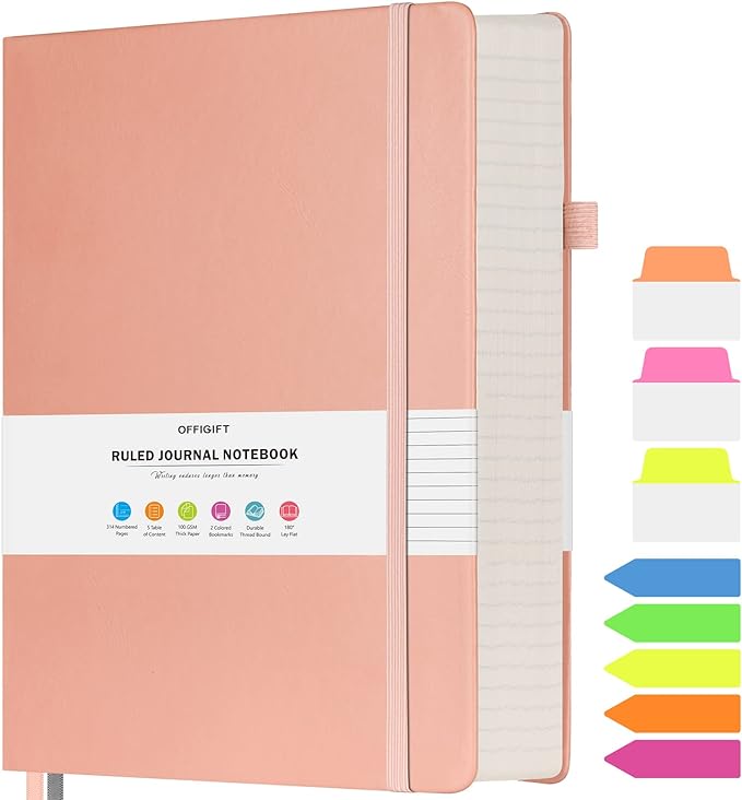 College Ruled Notebook, Large B5 Lined Journal Notebook, 314 Numbered Pages by OFFIGIFT