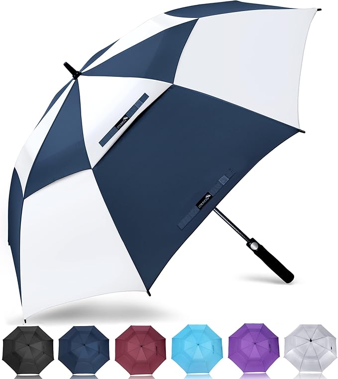 ZOMAKE Golf Umbrella Windproof, Extra Large Oversized Heavy Duty Double Canopy for Rain, Sports Games & Push Cart(51/54/62/68/72Inch)