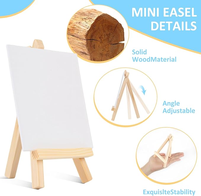 24 Pcs 5 Inch Mini Wood Display Easel, Small Wooden Easel Stand Art Craft - Image 3