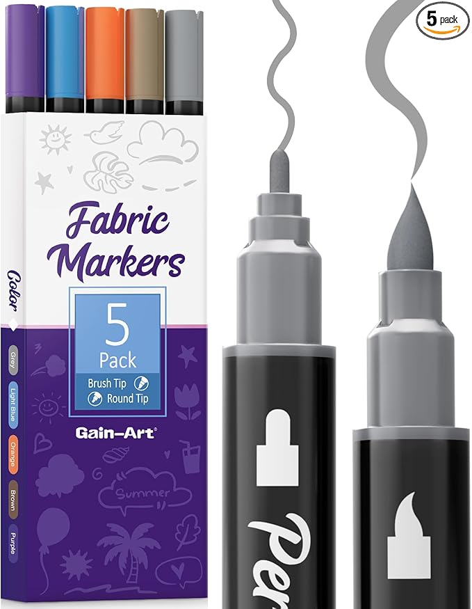 Dual-Tip Fabric Markers Permanent by GainArt