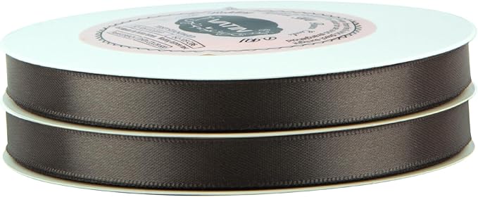 VATIN Double Face Dark Olive Satin Ribbon 3/8" Continuous 50 Yards, Dark Olive - Image 3