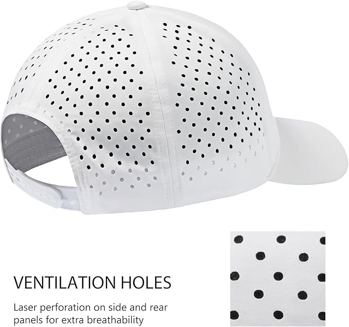 BASSDASH UPF 50+ Quick Dry Baseball Cap Water Resistant Laser Cut Mesh Snapback Hat for Men Women Fishing Hiking FH14