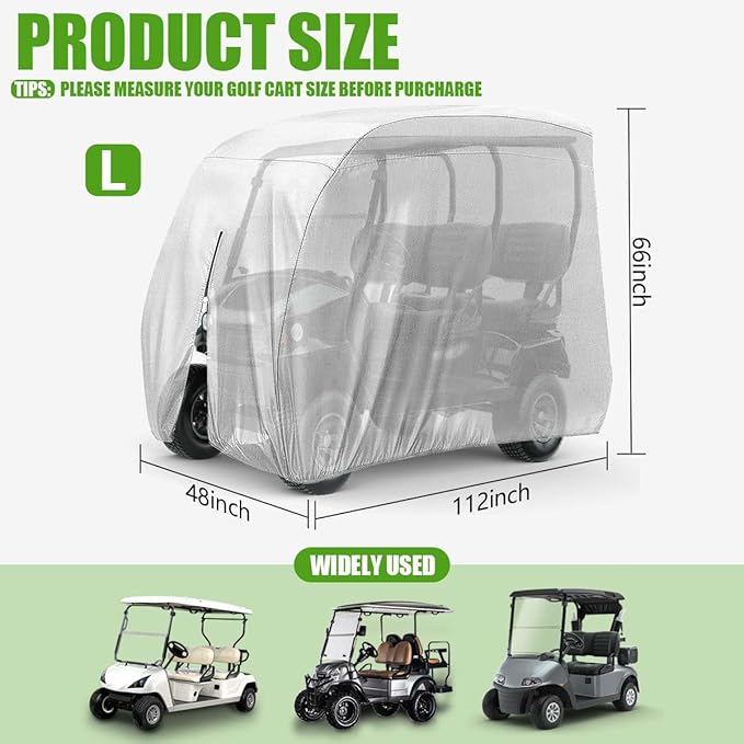 KISEER 4 Passenger 420D Waterproof Golf Cart Cover fits EZ GO Club Car Yamaha, Sunproof Dustproof