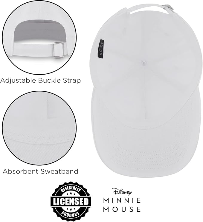 Disney Women's Baseball Cap, Minnie Mouse Adjustable Hat for Adult