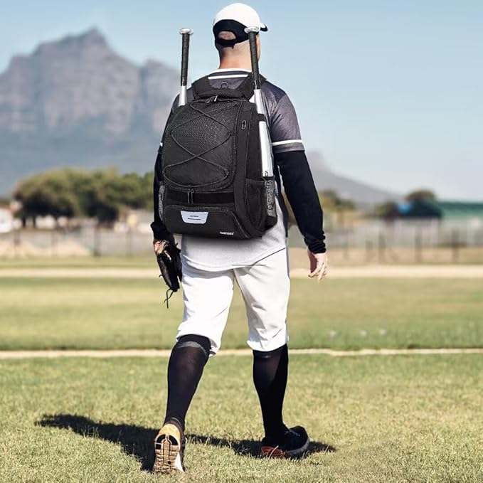 DAFISKY Baseball Bag Softball Backpack - Youth Adult T Ball Bat Equipment Bag with Bat Helmet Holders, Shoe Compartment