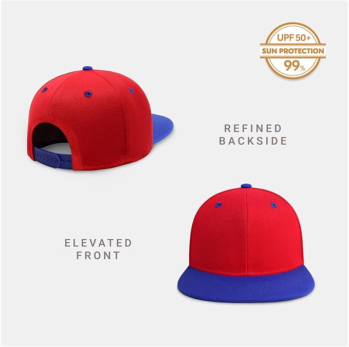 CHOK.LIDS Flat Bill Visor Classic Snapback Hat Blank Adjustable Brim High Top End Trendy Color Style Plain Tone Baseball Cap