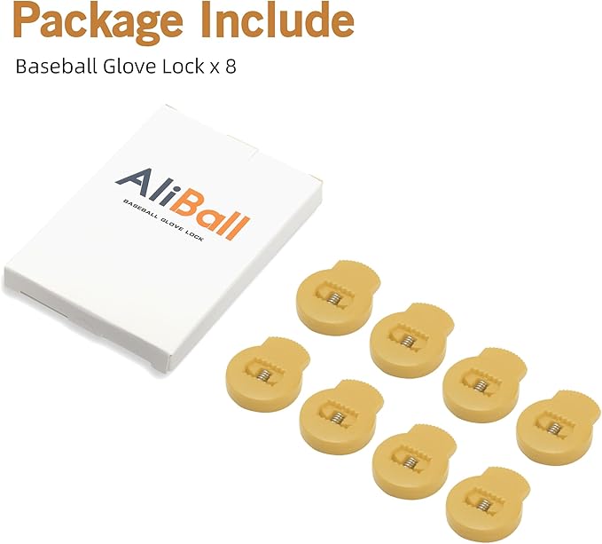 AliBall Glove Locks, Lace Locks for Baseball Glove 8 Pack, Never Need Thying Knots Again, Strong Elasticity, Made Plastic and Springs, Fits All Gloves, Baseball Gloves Accessories