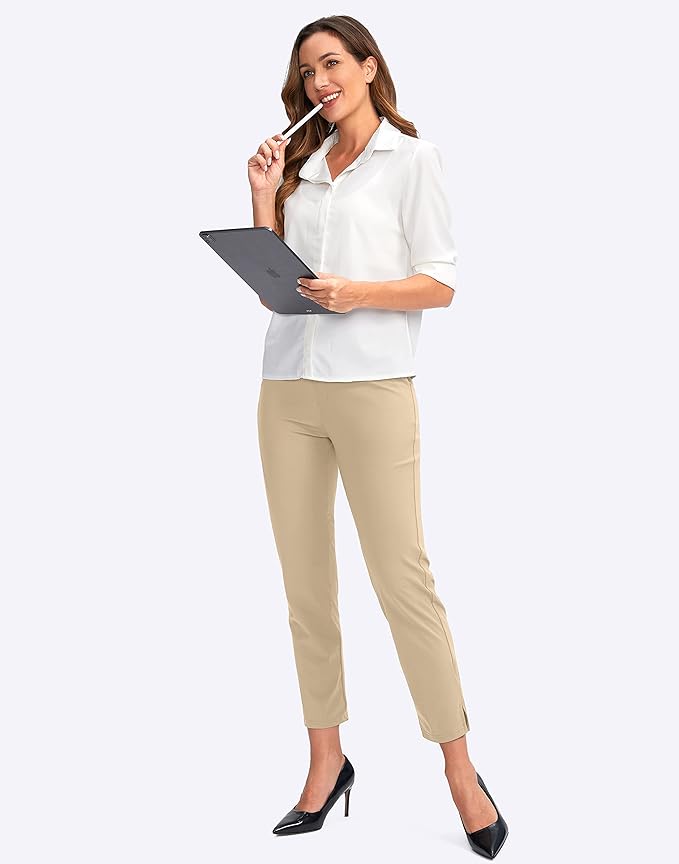 YYV Women's Golf Pants Stretch Work Ankle Pants High Waist Dress Pants with Pockets for Yoga Business Travel Casual