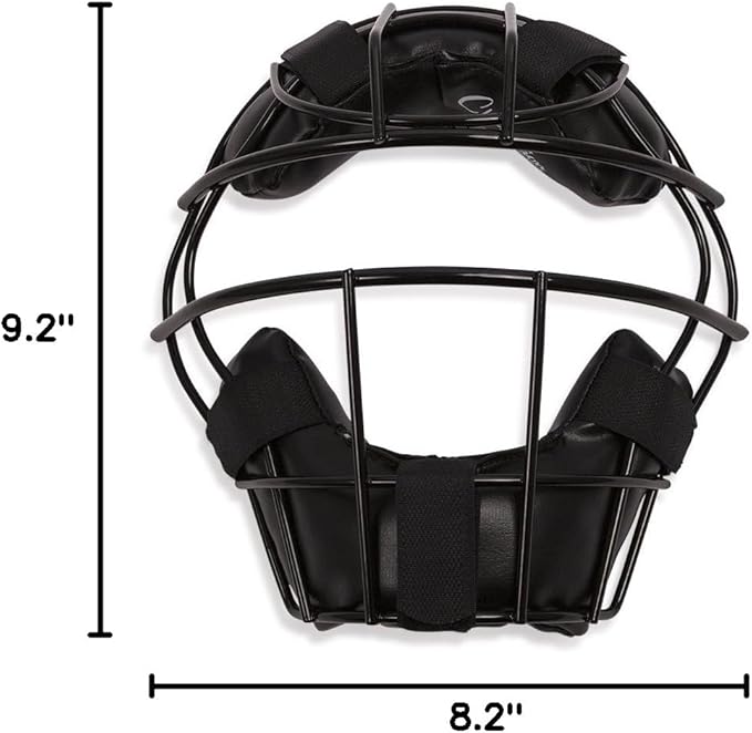Champion Sports Pro Baseball Adult Mask - Umpires and Catchers - Extra Protection - Extended Guards - Adjustable Harness Baseball Mask - Adult Size,Black