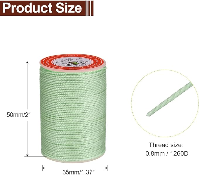 uxcell Round Leather Sewing Waxed Thread, 55m / 60 Yards Wax Polyester String - Image 2