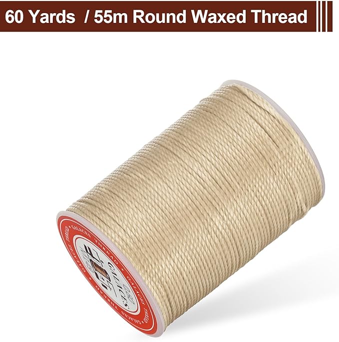 uxcell Round Leather Sewing Waxed Thread, 55m / 60 Yards Wax Polyester String - Image 3