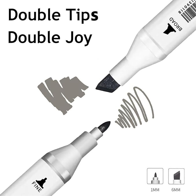 6 Colors Warm Grey Gray Alcohol Markers Set, Dual Tips Art Markers Drawing - Image 2