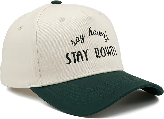 Two-Tone Cotton Baseball Cap with Embroidered Western Sayings - Adjustable Cowboy Style Hat for Men and Women