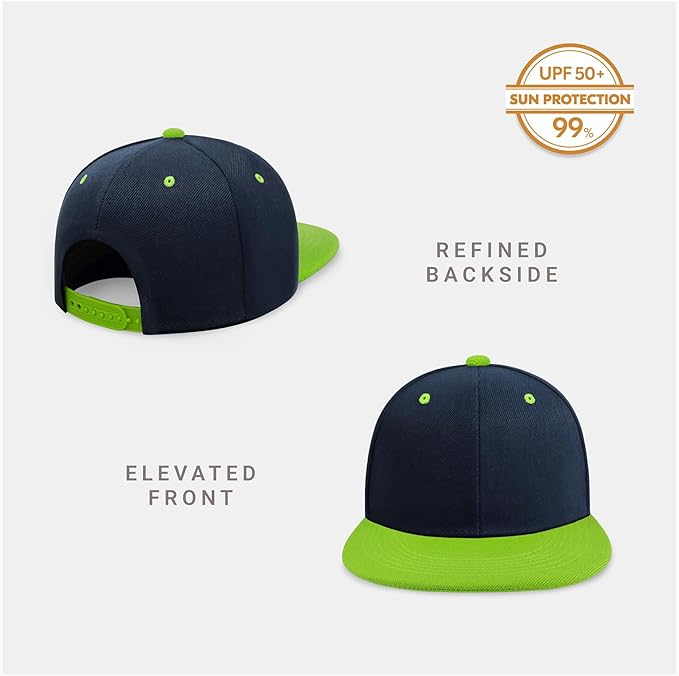 CHOK.LIDS Flat Bill Visor Classic Snapback Hat Blank Adjustable Brim High Top End Trendy Color Style Plain Tone Baseball Cap