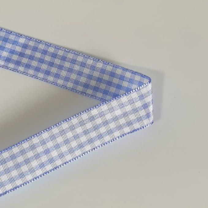 Light Blue Gingham Plaid Checked Ribbon 25 Yard Each Roll 100% Polyester - Image 8