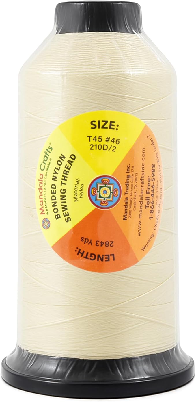Mandala Crafts Size 46 210D T45 Bonded Nylon Thread Ivory Heavy Duty Sewing - Image 3