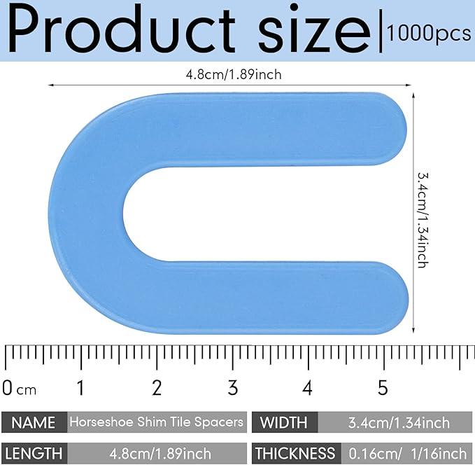 Yookeer 1000 Pieces Tile Leveling System Tile Spacers 1/16 Inch, Horseshoe Shim - Image 2