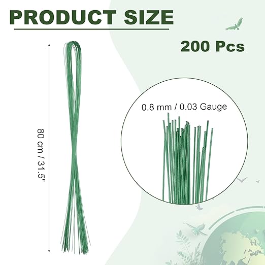 PATIKIL 32 Inch 22 Gauge Floral Stem Wire, 5 Pack/200 Pieces Bouquet Stem Paper - Image 2