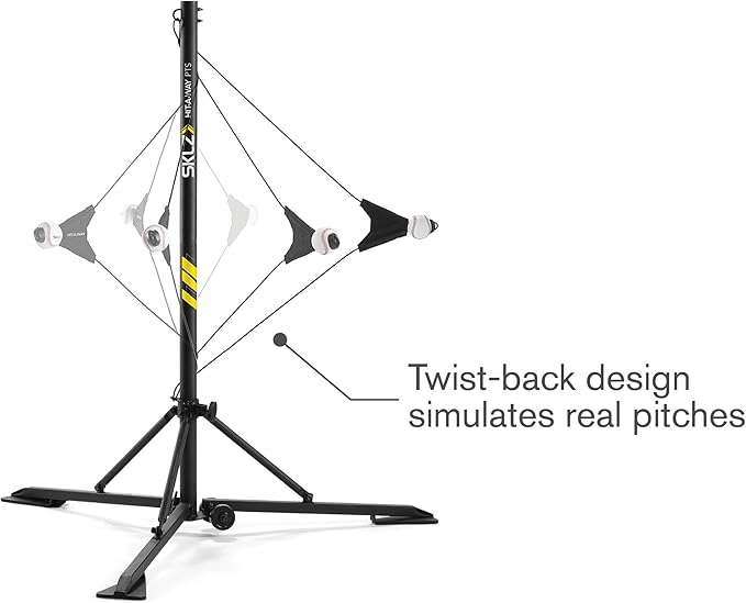 SKLZ Hit-A-Way Youth Baseball Swing Trainer, Portable Solo Batting Practice with Stand, Tethered Ball for Hitting Drills, Ages 13 and Under