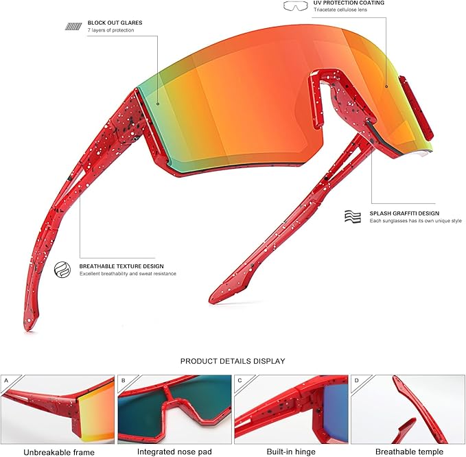 SEKKAF Youth Baseball Sunglasses for Boys Girls Age 6-12 Softball Cycling Sports Sunglasses for Kids Lightweight Frame