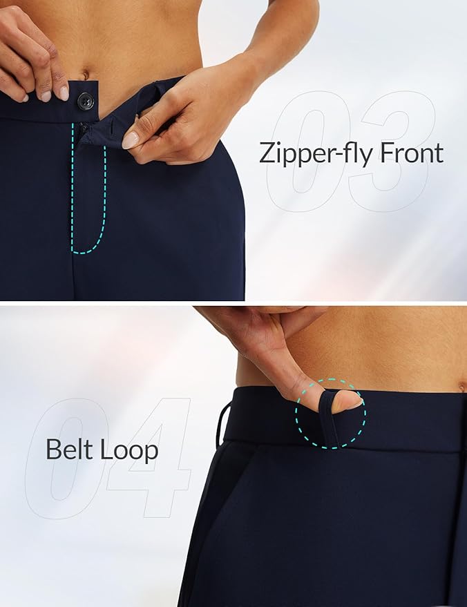 baleaf Women's Golf Pants Straight Leg Stretch Work Travel Pant with Pockets Dressy Bussiness Casual Slacks UPF 50+