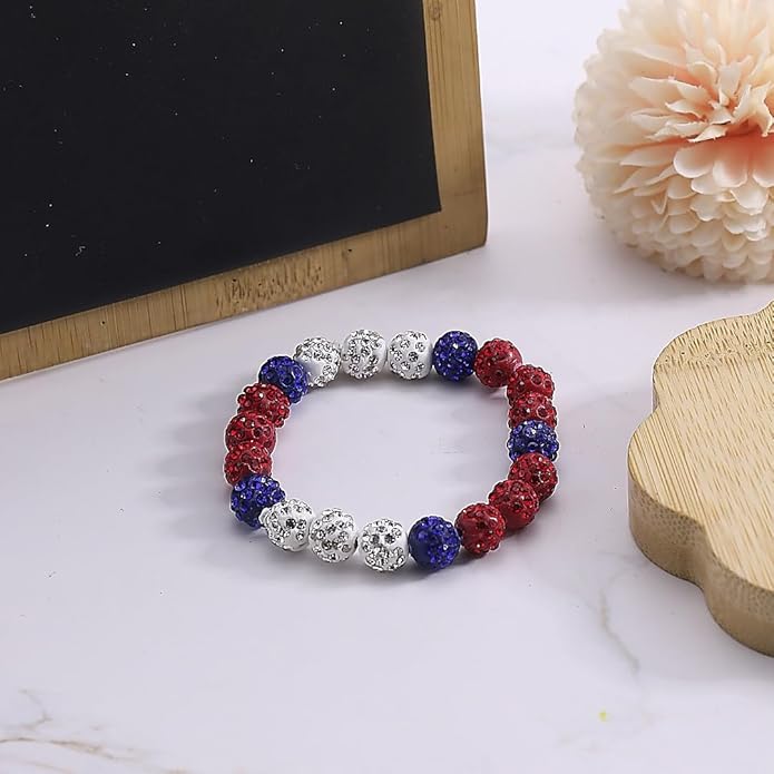Baseball Bracelet for Women Men Baseball Mom Accessories Essentials Stuff Sparking Bead Bracelet Jewelry Baseballs Sport Fan Bracelet for Sports Game Team