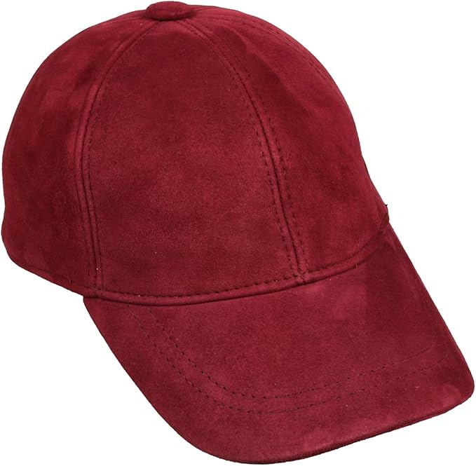 Suede Leather Baseball Cap – Unstructured 6 Panel Adjustable Strapback Hat for Men & Women