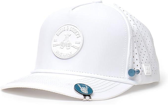 BRIMZ Golf Performance Hat - Tee Holder & Magnetic Ball Marker - Breathable, Sweat & Water Resistant Golfing Snapback Hat
