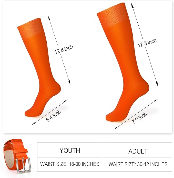 XZQTIVE Baseball Softball Socks and Baseball Softball Belt Combo Set Knee-High Soccer Socks for Kids Youth Adult