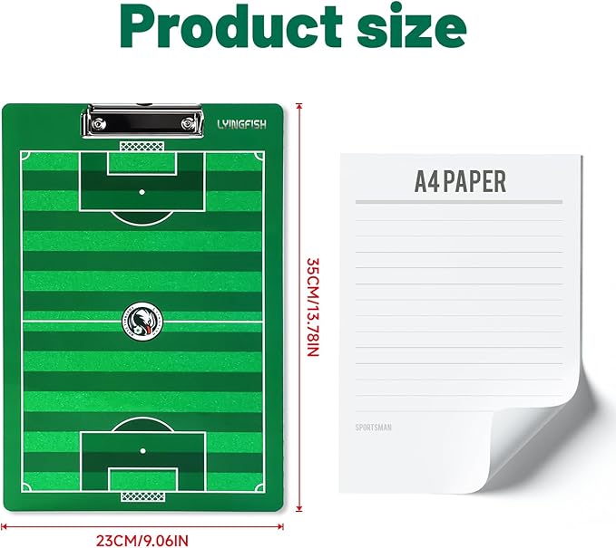 Dry Erase Coaches Clipboard, Waterproof Soccer Whiteboard for Coaches Double-Sided Soccer Clipboard for Coaches Writable and Erasable Coaching Board Dry Erase Coaching Board Dry Erase Clipboard Gift