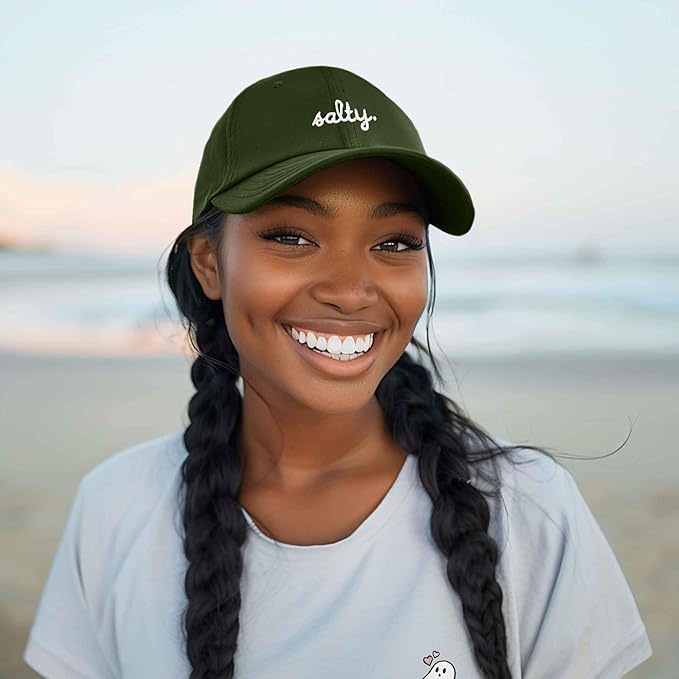 DALIX Salty Embroidered Cotton Beach Baseball Cap Adjustable Dad Hat Womens