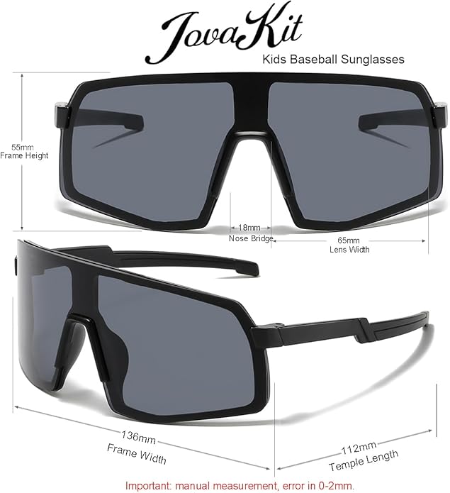 JOVAKIT Kids Baseball Sunglasses for Boys Girls Age 3-13, Youth Baseball Sun Glasses UV400 Sports Cycling Shades
