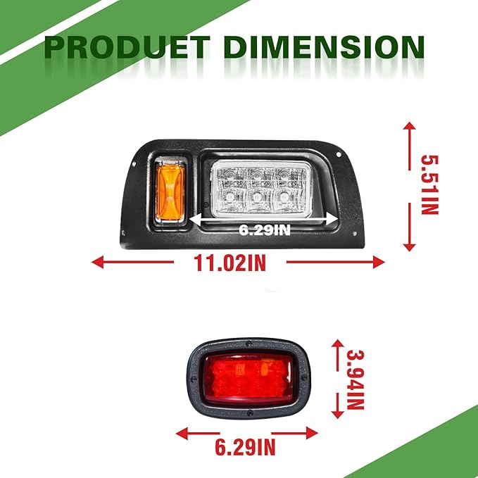 LED Golf Cart Headight Taillight Kit for Club Car Ds 1993-UP 12V Upgrade Basic Light Kit Compatible with Club Car DS