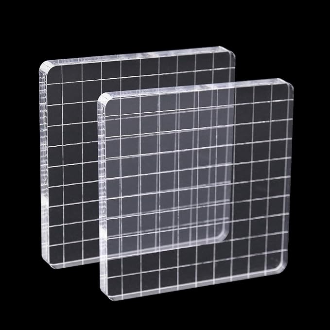 2Pcs Clear Stamp Blocks Set, Square 4 x 4 Inch Acrylic Blocks by QIMOO