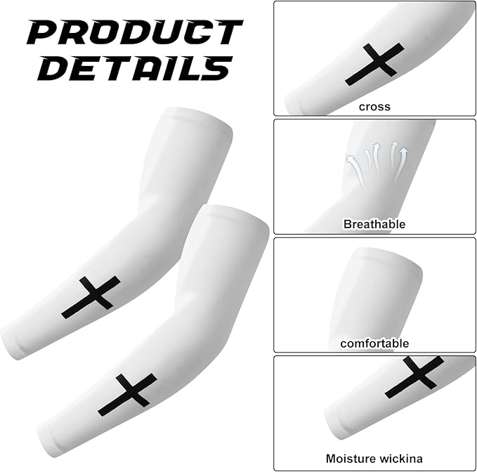 Shyyween 4 Pairs Faith Cross Arm Sleeve for Adult Men Religious Compression Arm Sleeves for Basketball Baseball Football