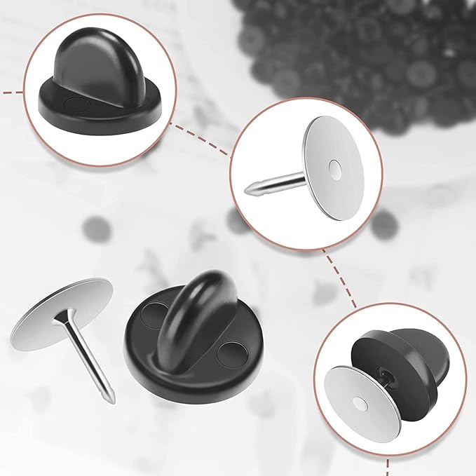 JANYUN 40 Pairs Rubber Blank Pin Backs Butterfly Clutch Backings Holder Tie - Image 3