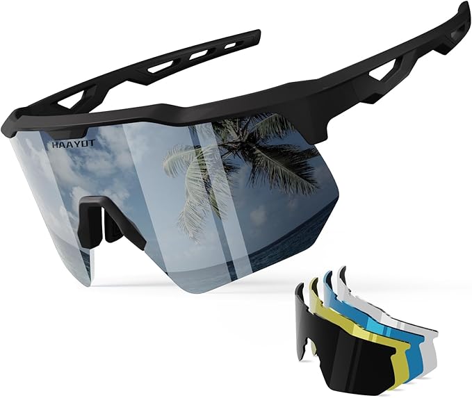 HAAYOT Polarized Sports Sunglasses for Men Women Youth Baseball Cycling Running Softball Biking Glasses 5 Lenses