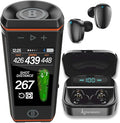 Bushnell Wingman HD View Golf Speaker, 3.5" Touchscreen, GPS Distances, Premium 360° Audio, Waterproof Design, Magnetic Cart Mount with Wearable4U Black Earbuds Bundle