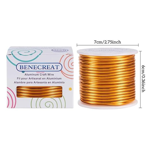 BENECREAT 9 Gauge 55FT Gold Jewelry Craft Wire Tarnish Resistant Bendable - Image 2
