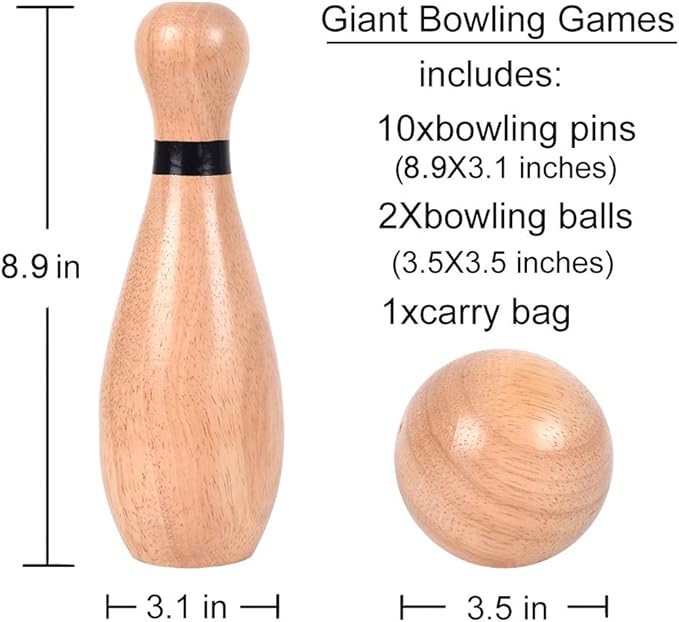 NI-ROU Outdoor Giant Lawn Bowling Games Rubber Wooden Lawn Set Fun Sports Games - Image 2