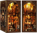 Book Nook Corner mini House Set, DIY Royal Tailor's mini Light and Shadow Book Stand Set, and 3D Wooden Puzzle Bookshelf with LED Lights for Plug-in Decoration, Suitable for Teenager.