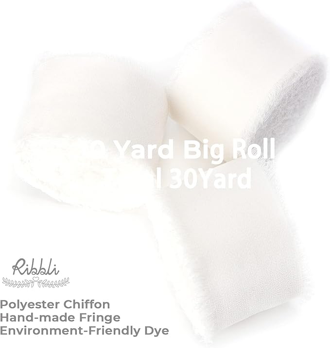 Ribbli White Chiffon Ribbon - Image 2
