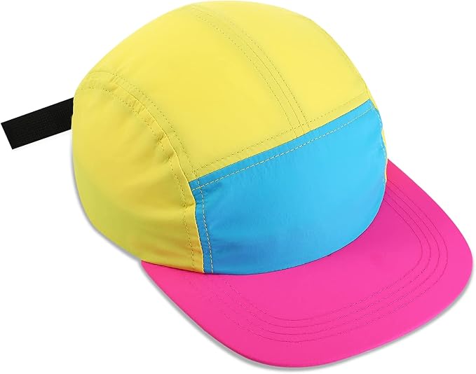 Cindeer 80s 90s Neon Hat Nylon Cap Retro Adjustable Cap for Women Men 80s Costumes Accessories 90s Theme Party