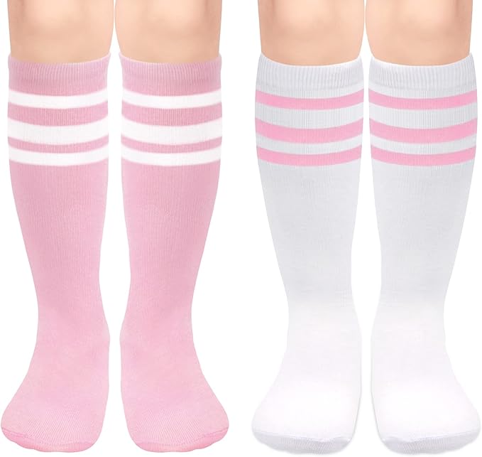 Sarfel Kids Soccer Socks Toddler Soccer Socks Girls Boys Soccer Socks Kids Tube Socks with Stripes Toddler Knee High Socks