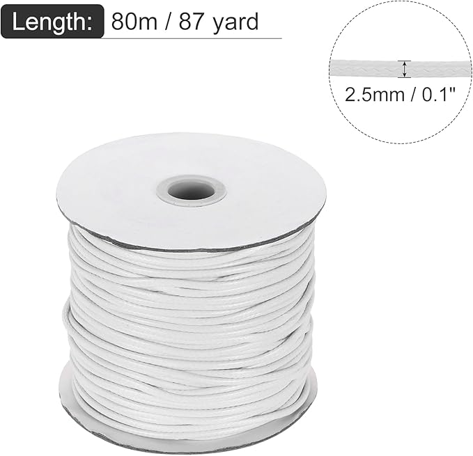 MECCANIXITY Waxed Cord 2.5mm Waxed Polyester Cord 87 Yard Wax String - Image 2