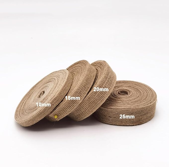 INSPIRELLE 3 Rolls 0.6 Inch Natural Burlap Fabric Roll 99 Feet Jute Lined Ribbon - Image 5