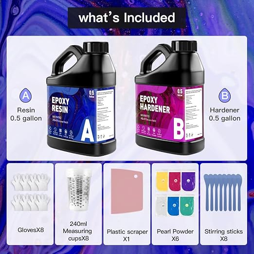 GRLELOU Epoxy Resin Kit 1 Gallon, Crystal Clear Epoxy Resin Easy Mix 1:1 - Image 7