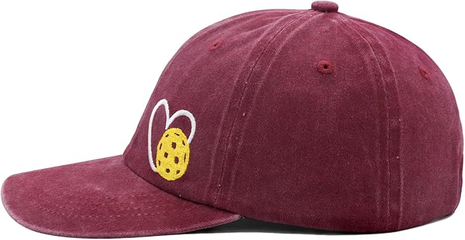 Pickleball Hat for Women Men, Adjustable Embroidered Heart Pickleball Baseball Cap