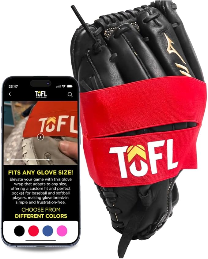 TOFL Baseball Glove Wrap Band for Mitt Shaping | Elastic Strap with Adjustable Closure for Pocket Forming & Storage | Youth & Adult Softball Mitt Care Accessory (Color & Quantity Options)