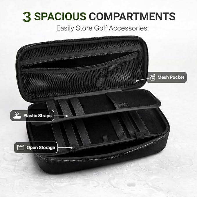 Golf Glove Holder, Golf Accessories Gifts for Men Women Golfers, Glove Case Organizer with Hard Shell, Holder Case Caddy with Dividers for Balls, Tees & Markers